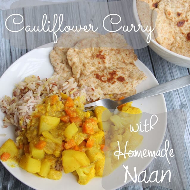 Cauliflower Curry with homemade naan from Life Sew Savory