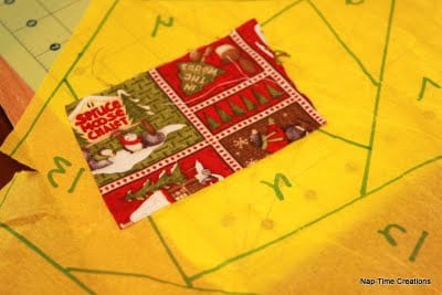 paper piecing tree skirt for Christmas