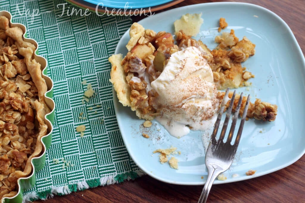 ice cream on pumpkin and apple crisp