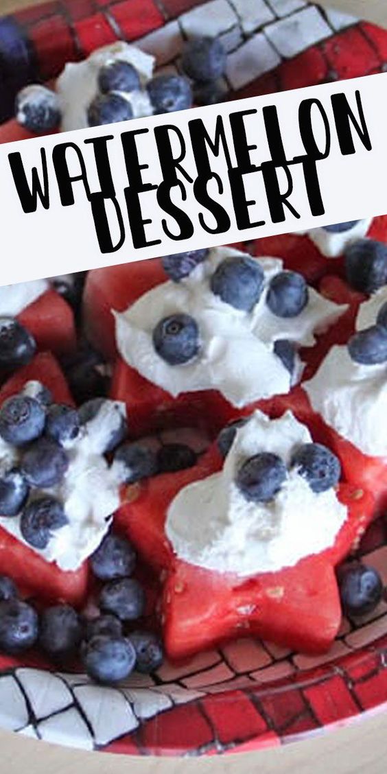 I'm sharing this yummy patriotic watermelon dessert just in time for the holiday this week....