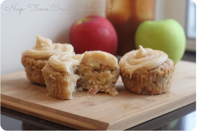 Apple Cupcakes with caramel frosting
