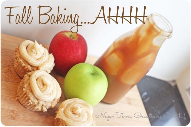 Fall Baking Apple Cupcakes with caramel frosting