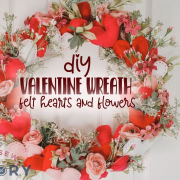 valentine wreath with felt hearts and flowers