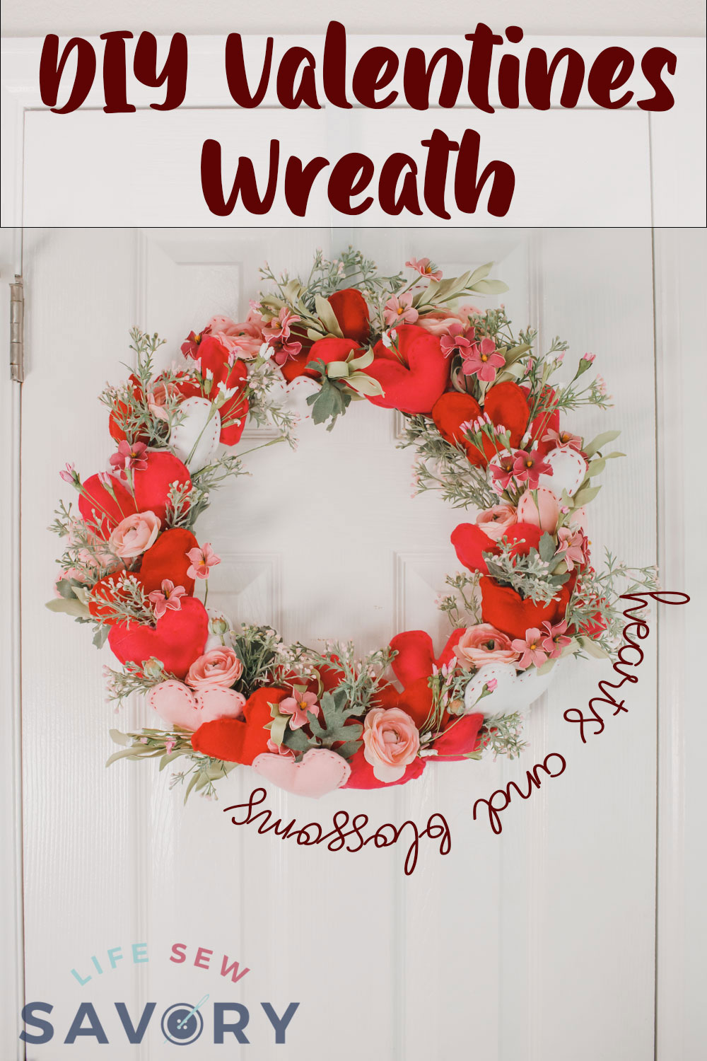 felt heart valentine wreath tutorial