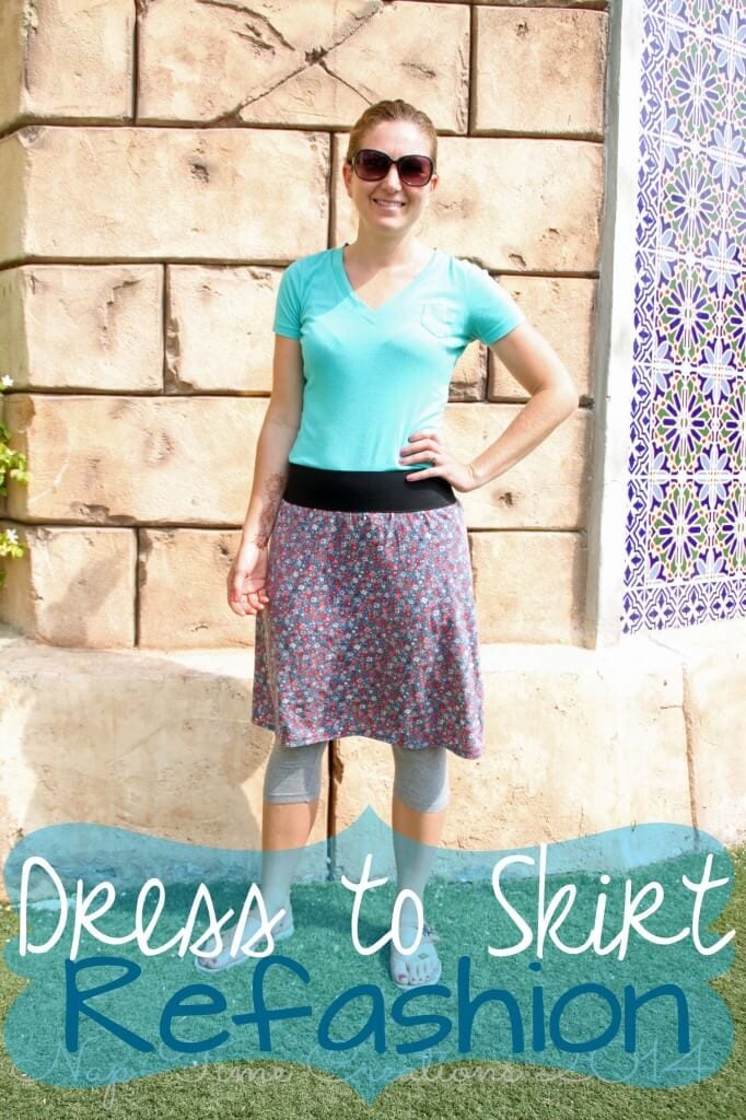 Dress to Skirt refashion easy sewing tutorial from Life Sew Savory