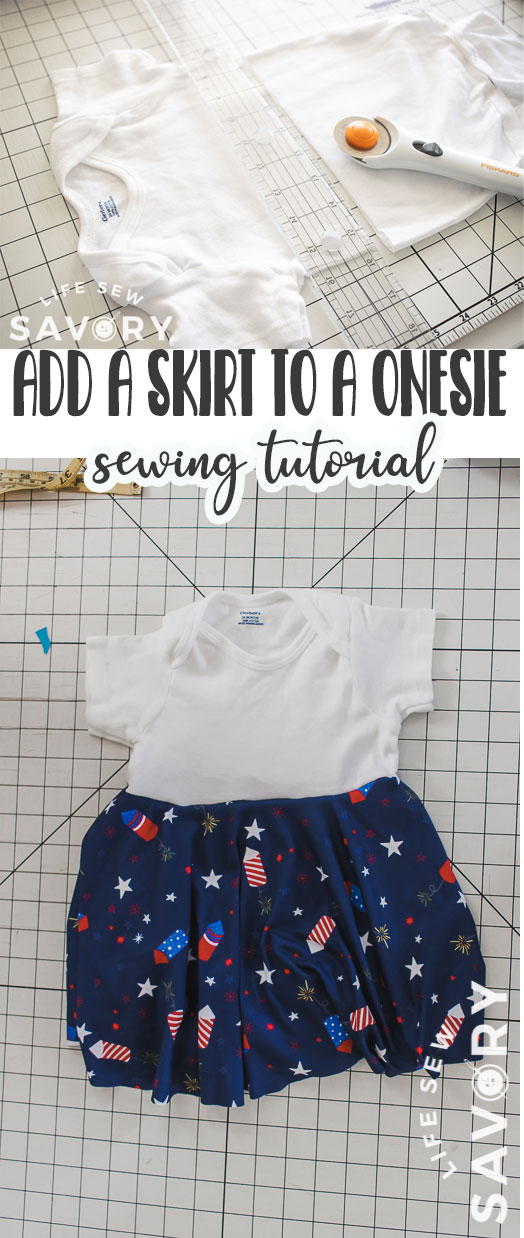 Turn a onesie into a dress with this fun and easy sewing tutorial. How to make a dress from a onesie with simple instructions and video. Add a skirt to any onesie to make a dress.