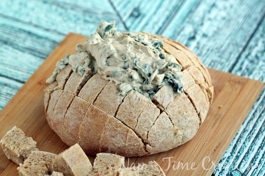 Spinach Dip in Bread bowl