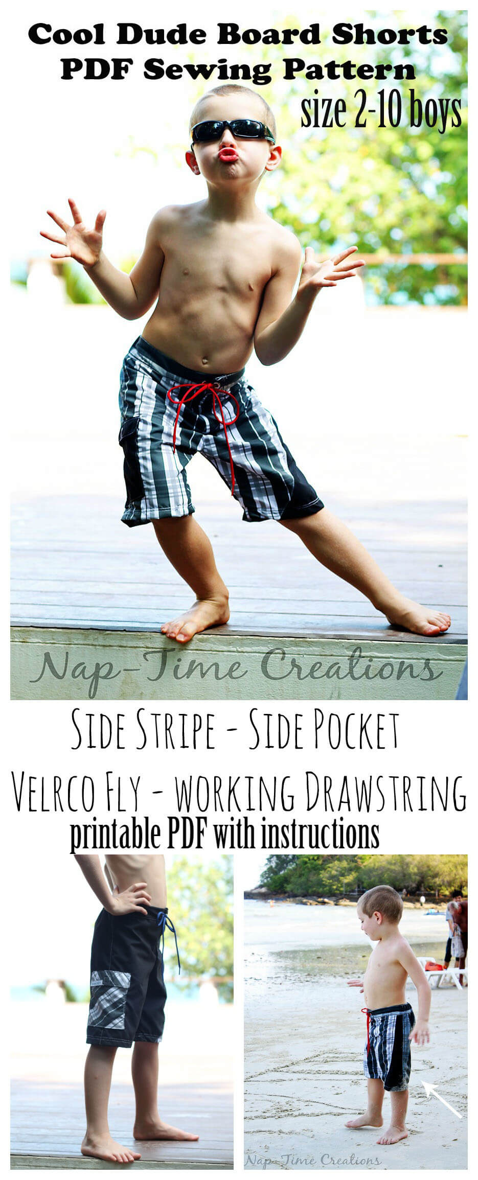 Cool Dude Board Shorts Sewing Pattern