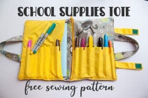 how to sew a school supplies tote. Plus free PDF pattern