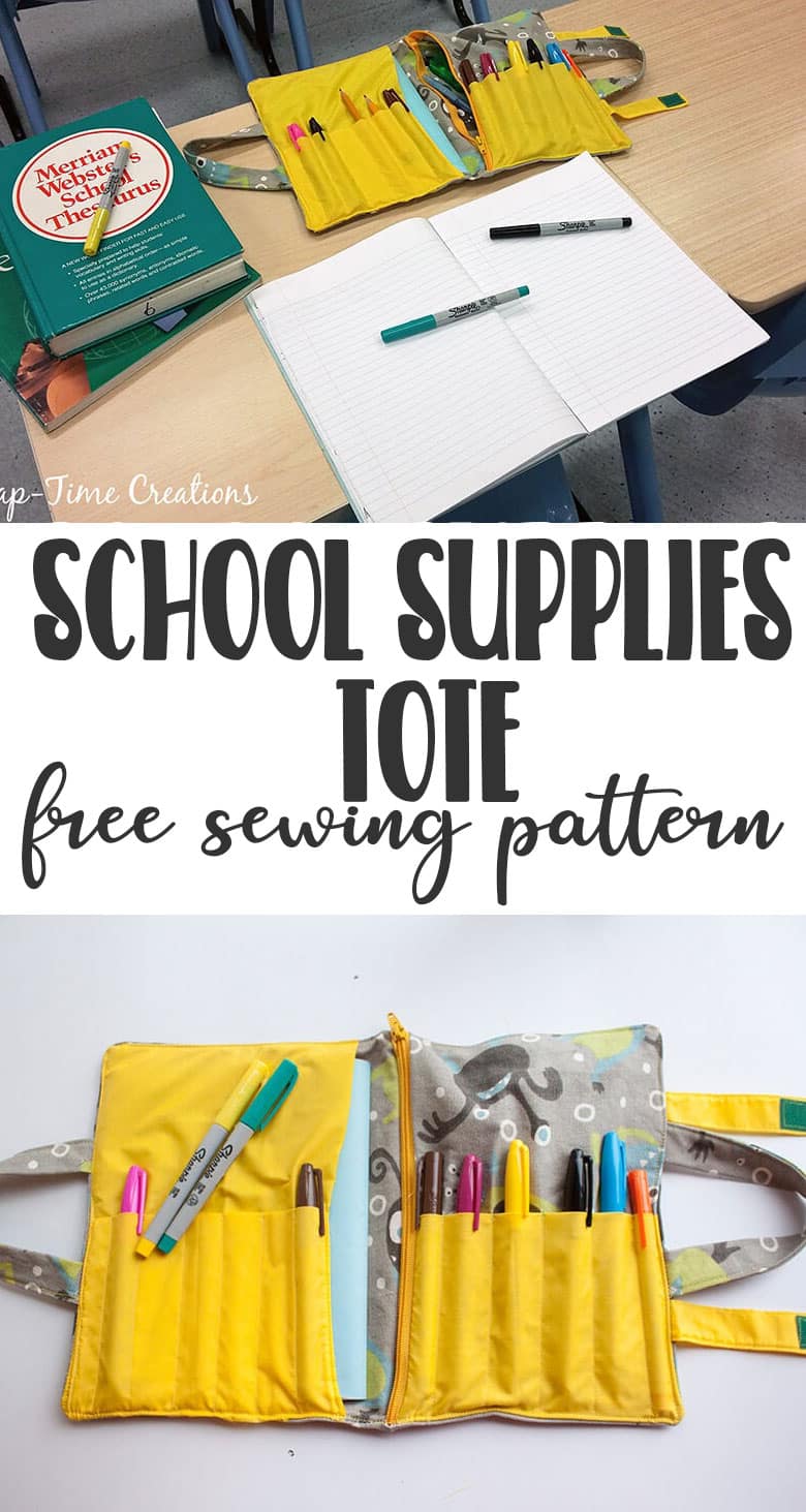 Sew a school supplies tote with this free pattern. Who wants a plastic pencil box when you can organize your desk with this amazing school tote.