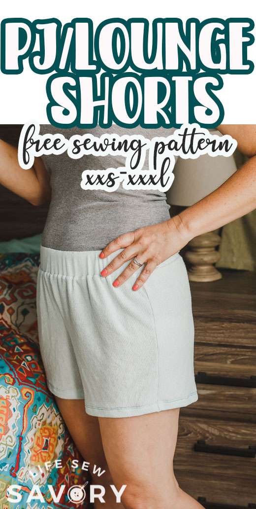 Sew yourself super comfy shorts with this Women's Pj Shorts Free Pattern. Sew with knit or woven fabric this PJ shorts pattern is perfect for sleep or lounge wear.