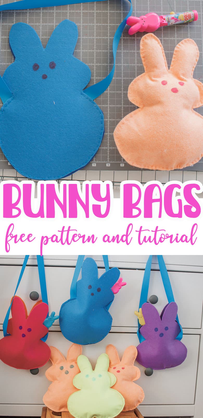bunny bags with felt for Easter free template and sewing tutorial