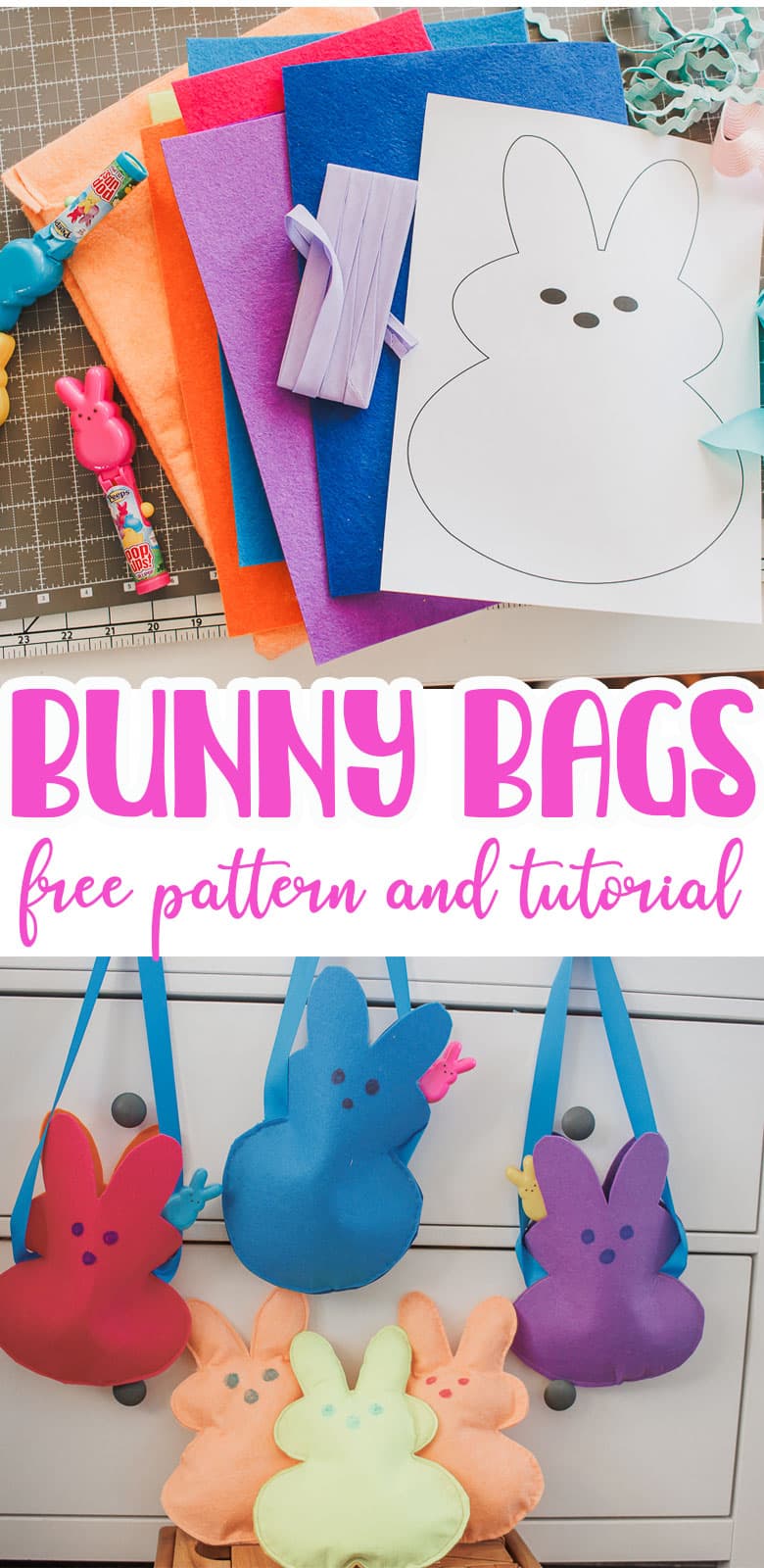 bunny bags with felt for Easter free template and sewing tutorial
