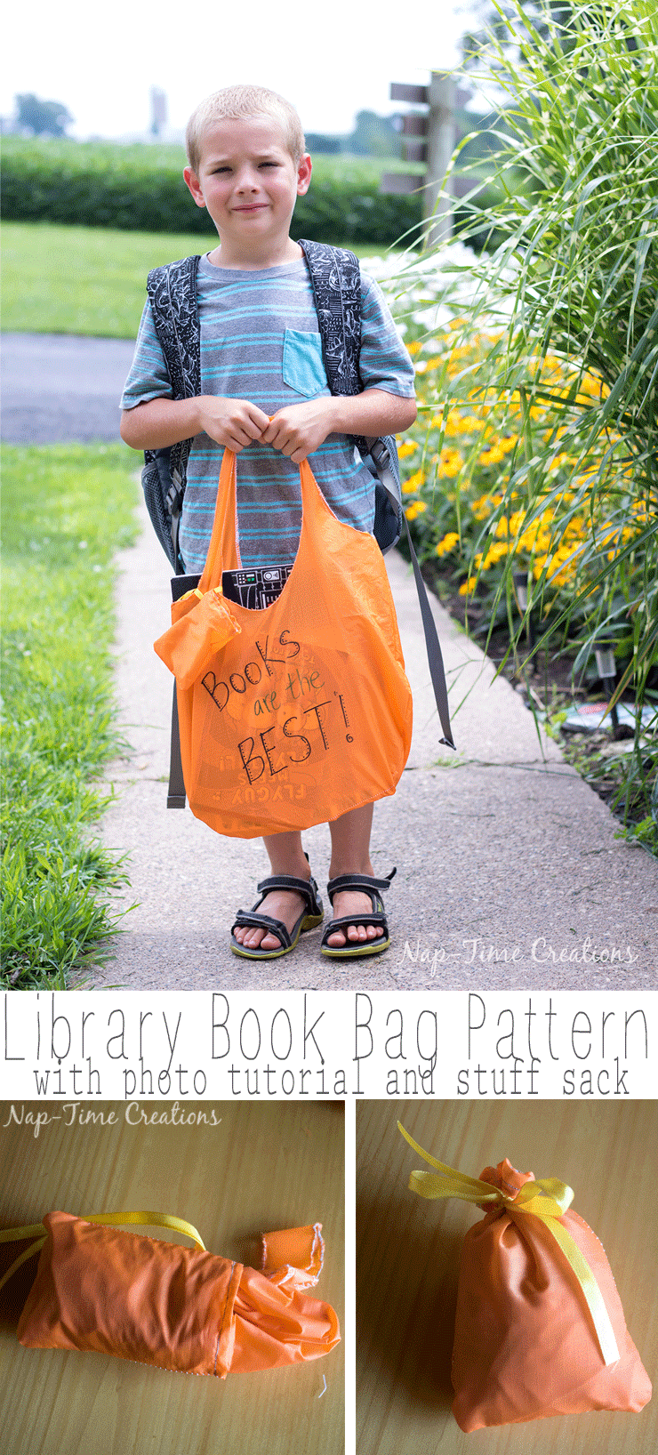 library- book bag free pattern tutorial -from-Nap-Time-Creations