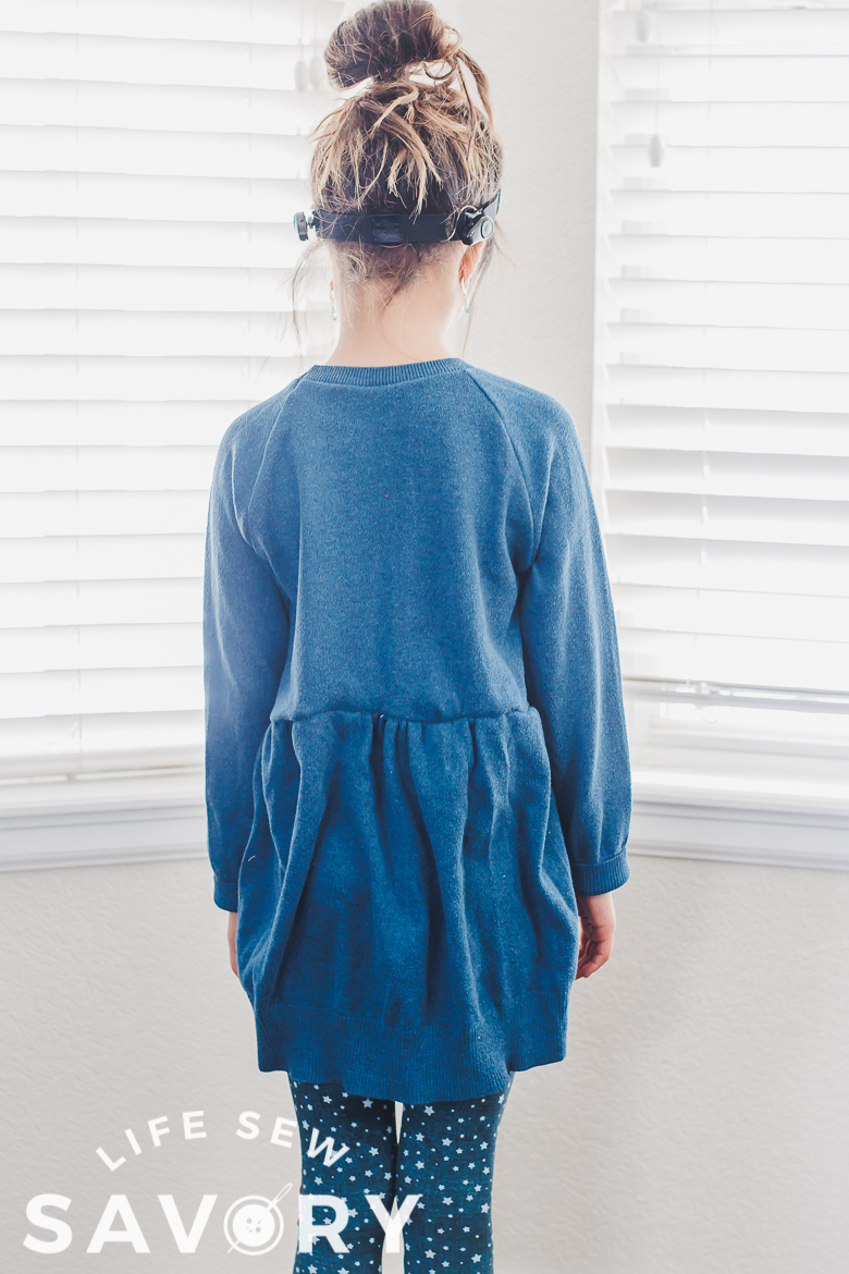 kids dress made from adult sweater