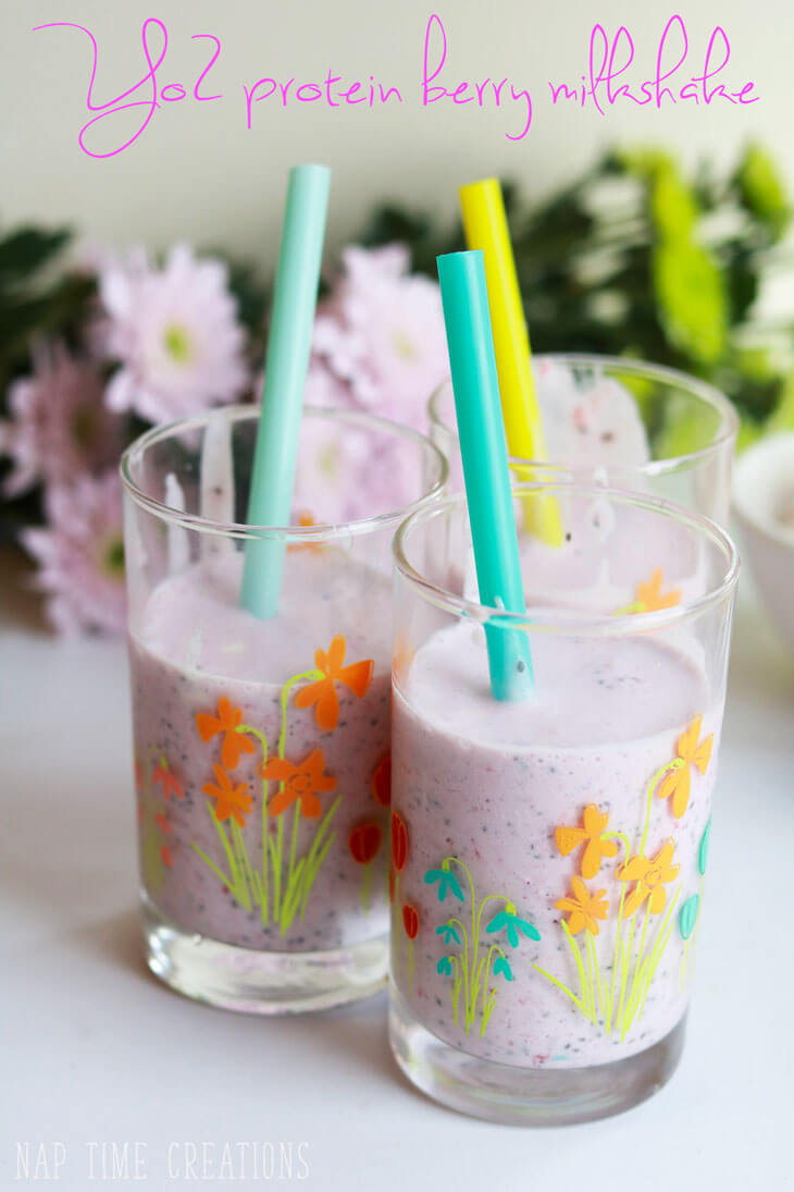 Berry Protein Milkshake with Frozen Yogurt from Nap-Time Creations