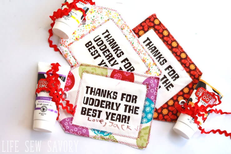 End of Year Teacher Gifts - Fabric-Gift-Tag-with udderly smooth