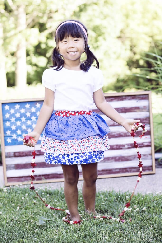 red white and blue ruffle skirt