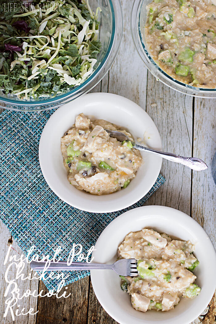 Instant Pot Chicken Rice Broccoli recipe from Life Sew Savory
