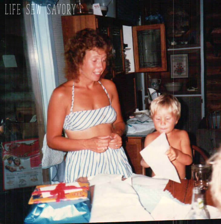 mom mom in homemade swim suit