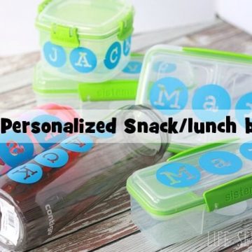 vinyl labled lunch and snack boxes for back to school