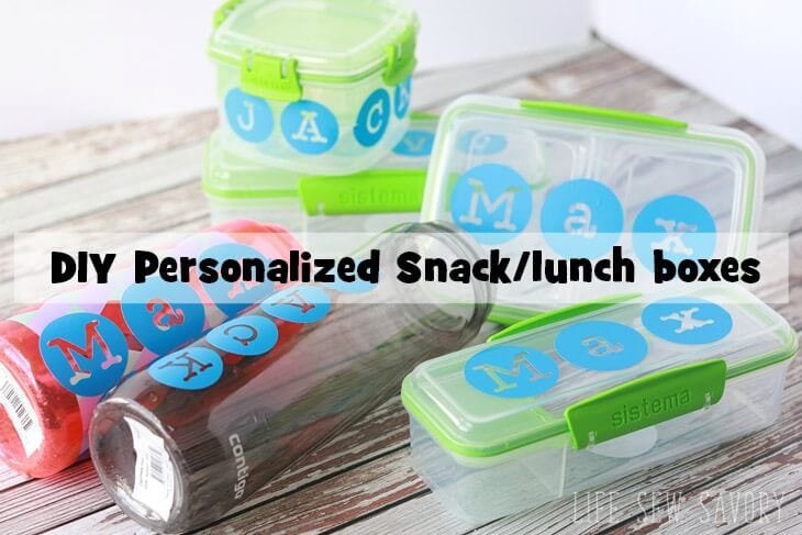 vinyl labled lunch and snack boxes for back to school