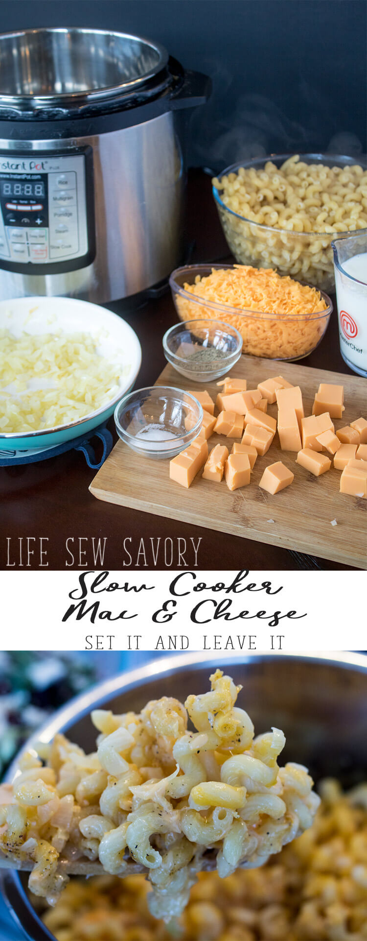Slow cooker Mac and Cheese recipe from Life Sew Savory