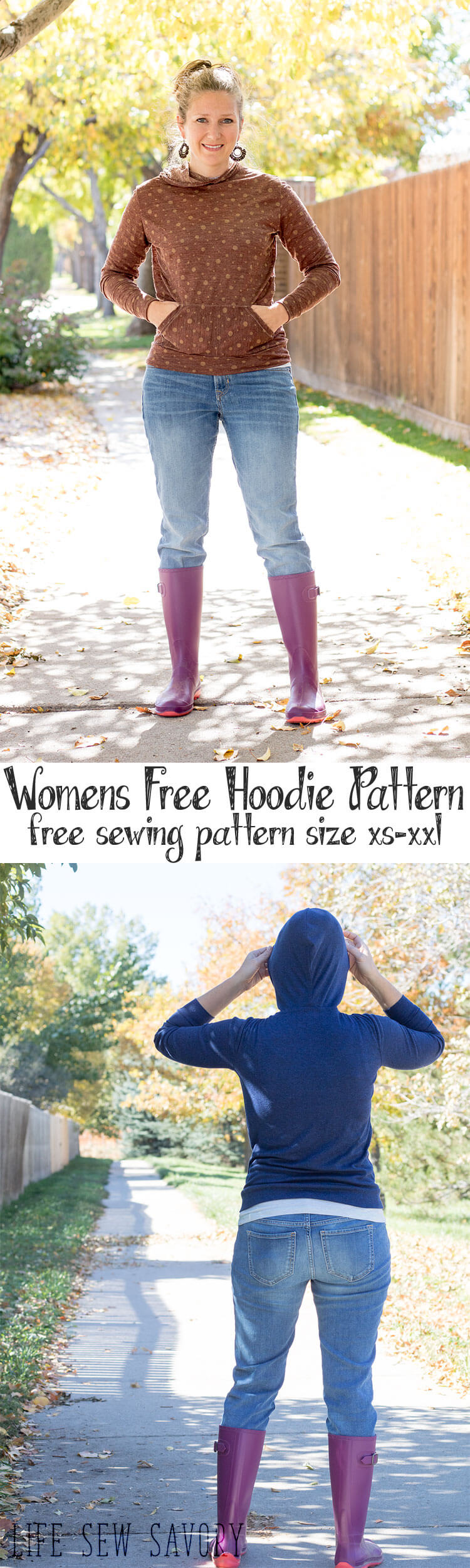 free sewing patterns womens hoodie pattern from Life Sew Savory