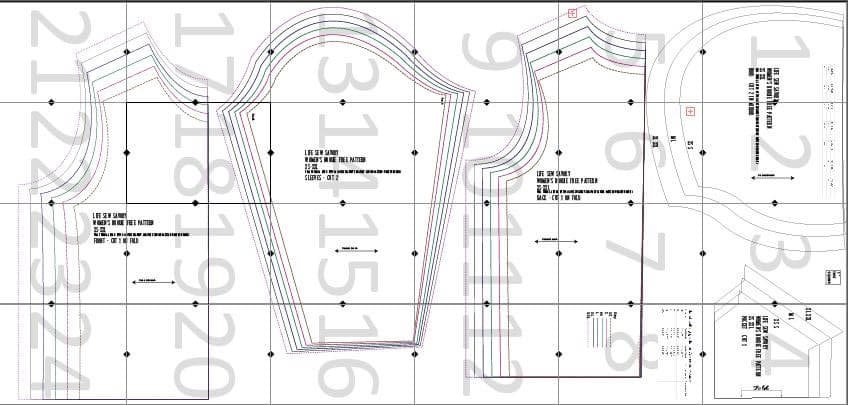 Womens hoodie sewing pattern layout