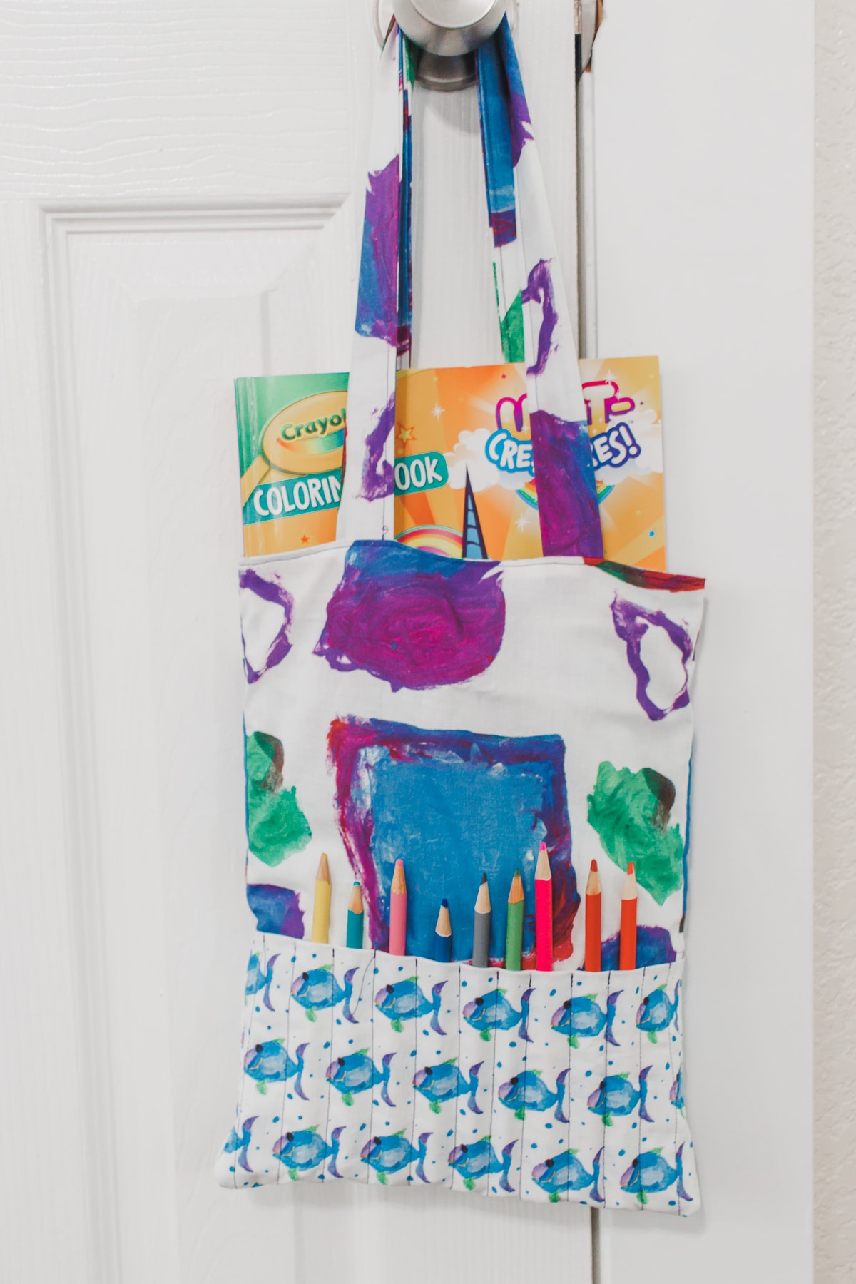 art bag with art supplies