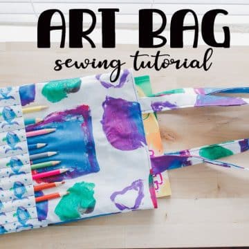 art bag sewing project with St Jude fabric from Joann