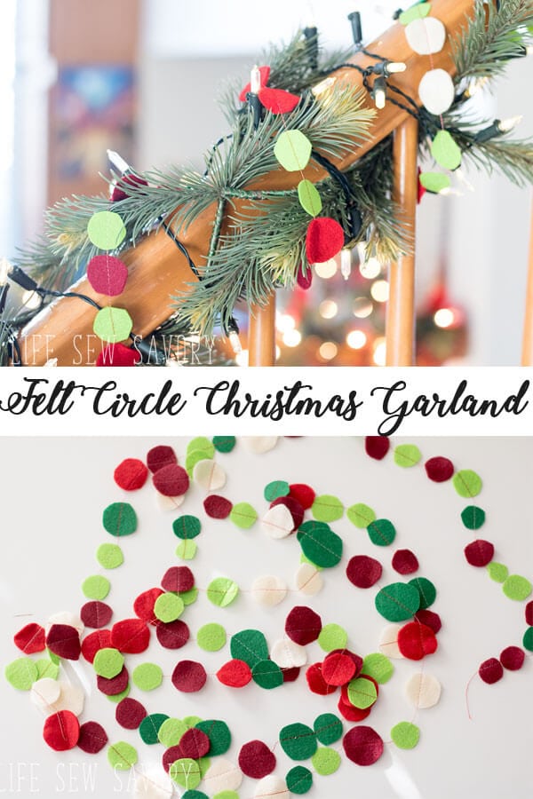 felt Christmas garland tutorial with felt circles by Life Sew Savory