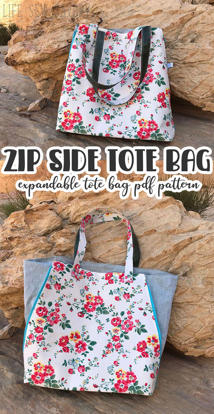 Check out this beautiful zip side tote bag pattern. This PDF pattern is for a lovely tote bag with zip sides so that the bag can be smaller or larger depending on your needs.