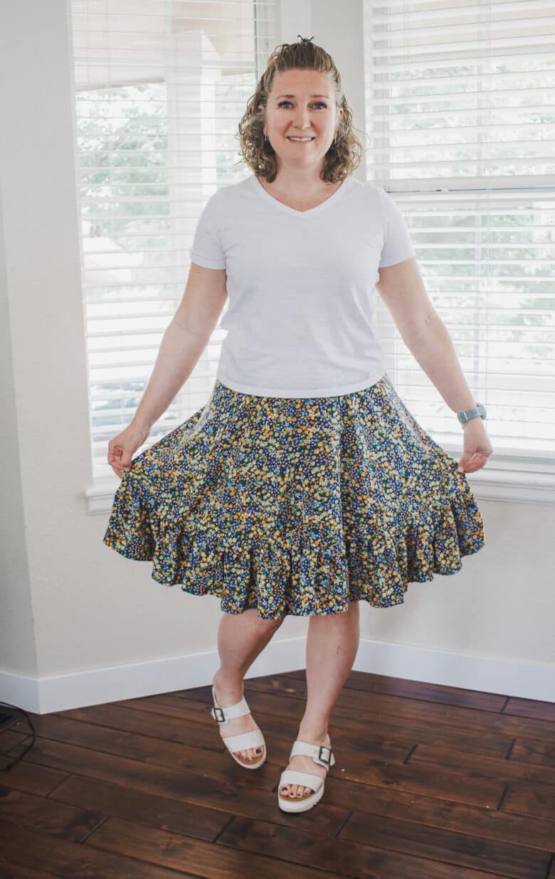 half circle skirt with ruffle tutorial
