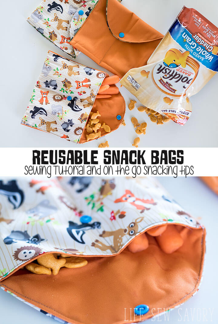 reusable snack bags for on the go snacking from Life Sew Savory