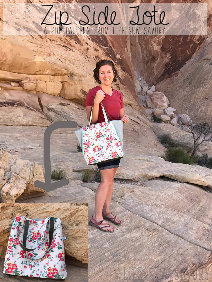 Zip Side Tote Pattern pdf sewing pattern from Life Sew Savory