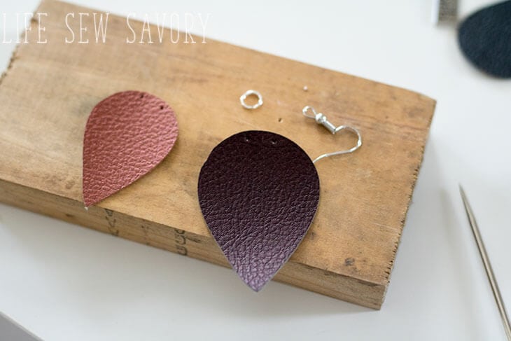 double layer faux leather earrings