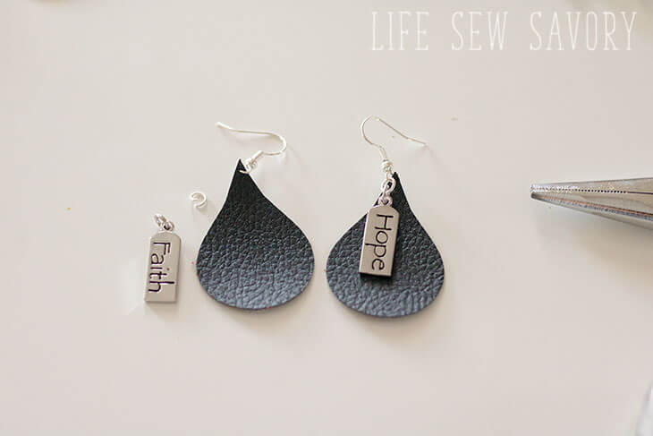 leather earrings DIY with charm