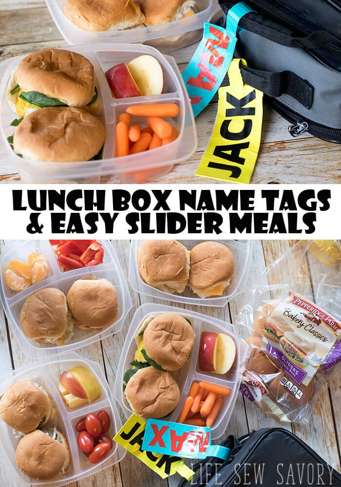 Lunch box name tags and slider meals for back to school from Life Sew Savory