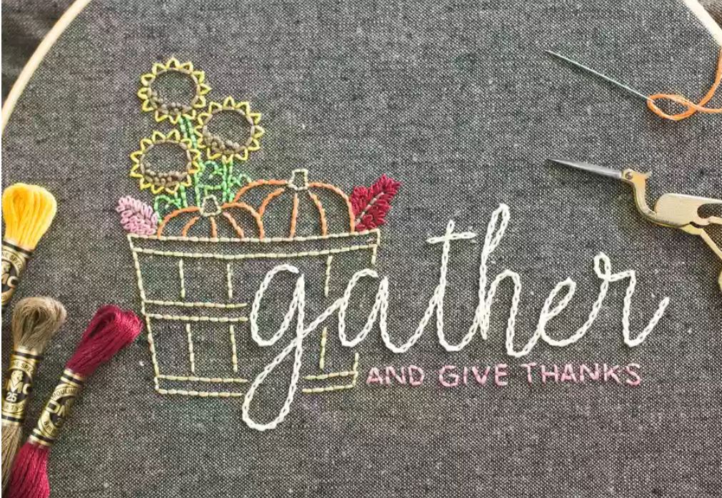 give thanks embroidery design