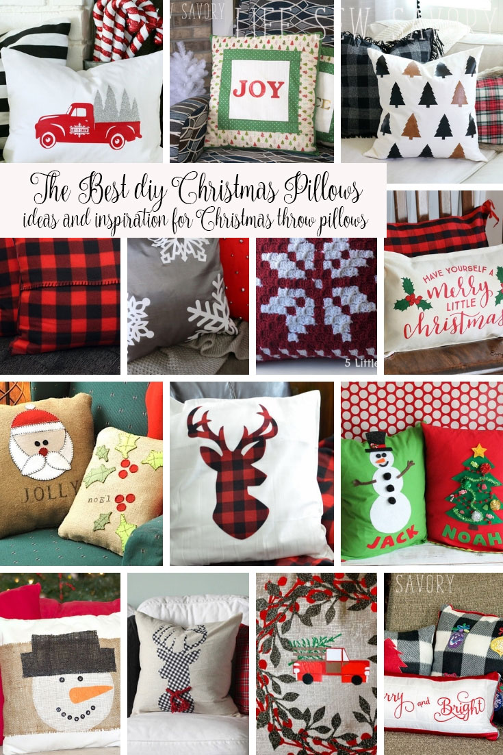 DIY Christmas Pillows ideas, tutorials and patterns to make easy Christmas pillows from Life Sew Savory