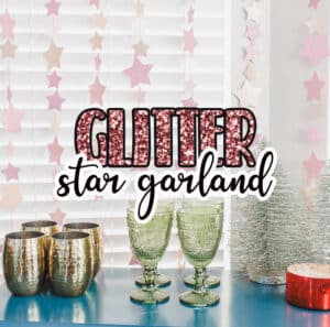Check out this fun and east glitter star garland tutorial. Use your cutting machine and sewing machine to cut and make a gorgeous and sparkly star garland.