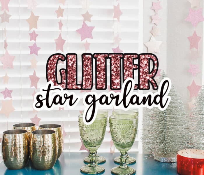 Check out this fun and east glitter star garland tutorial. Use your cutting machine and sewing machine to cut and make a gorgeous and sparkly star garland.