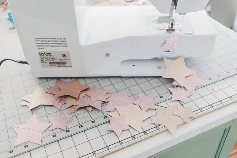 star garland on the back of the machine