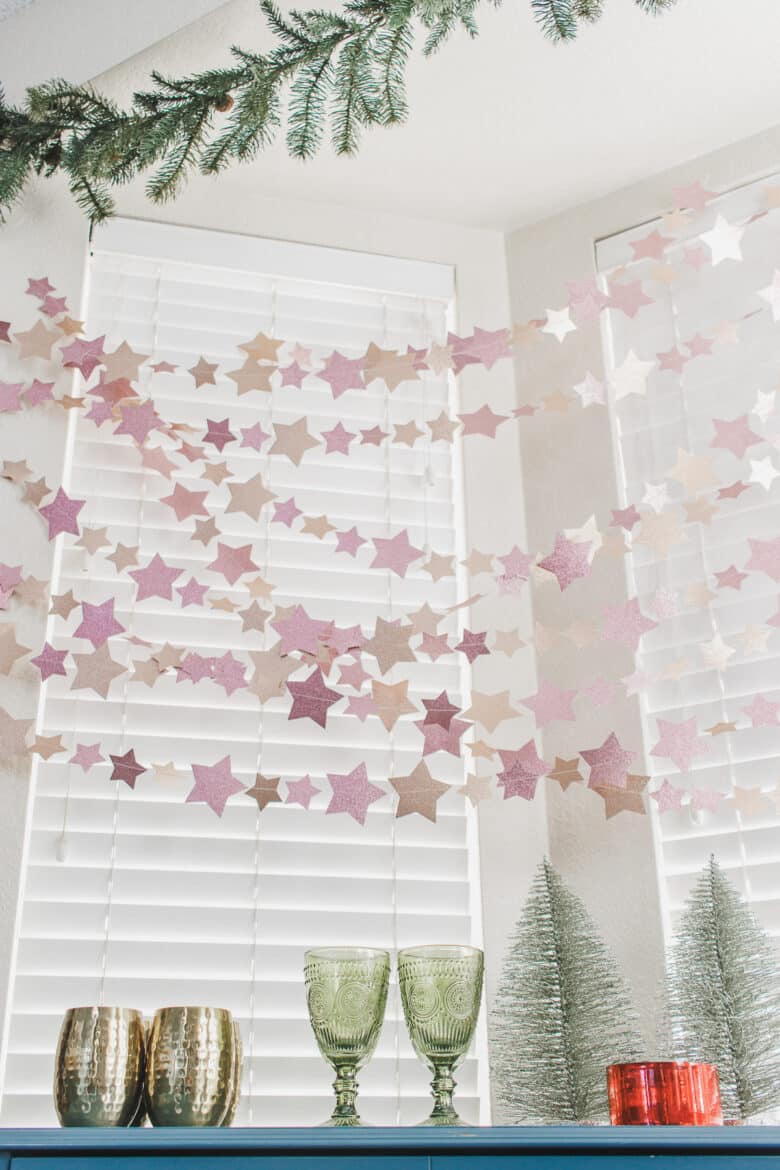 glitter star garland backdrop
