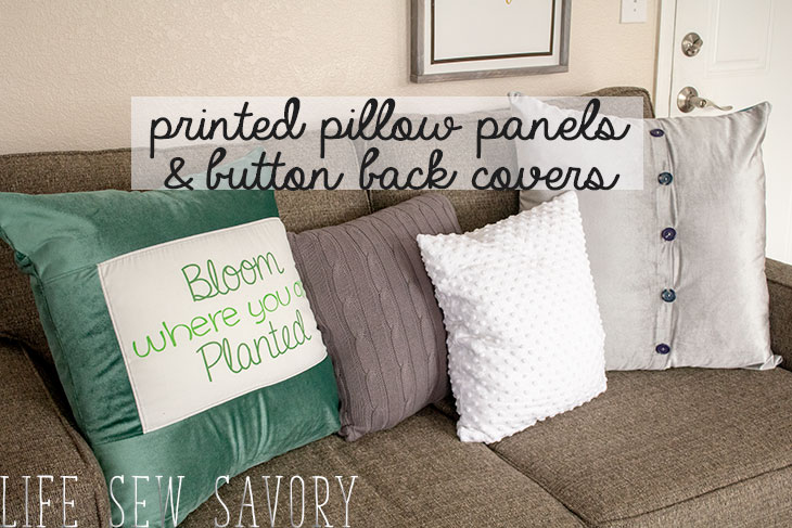 button back pillow cases and pre-printed fabric panels