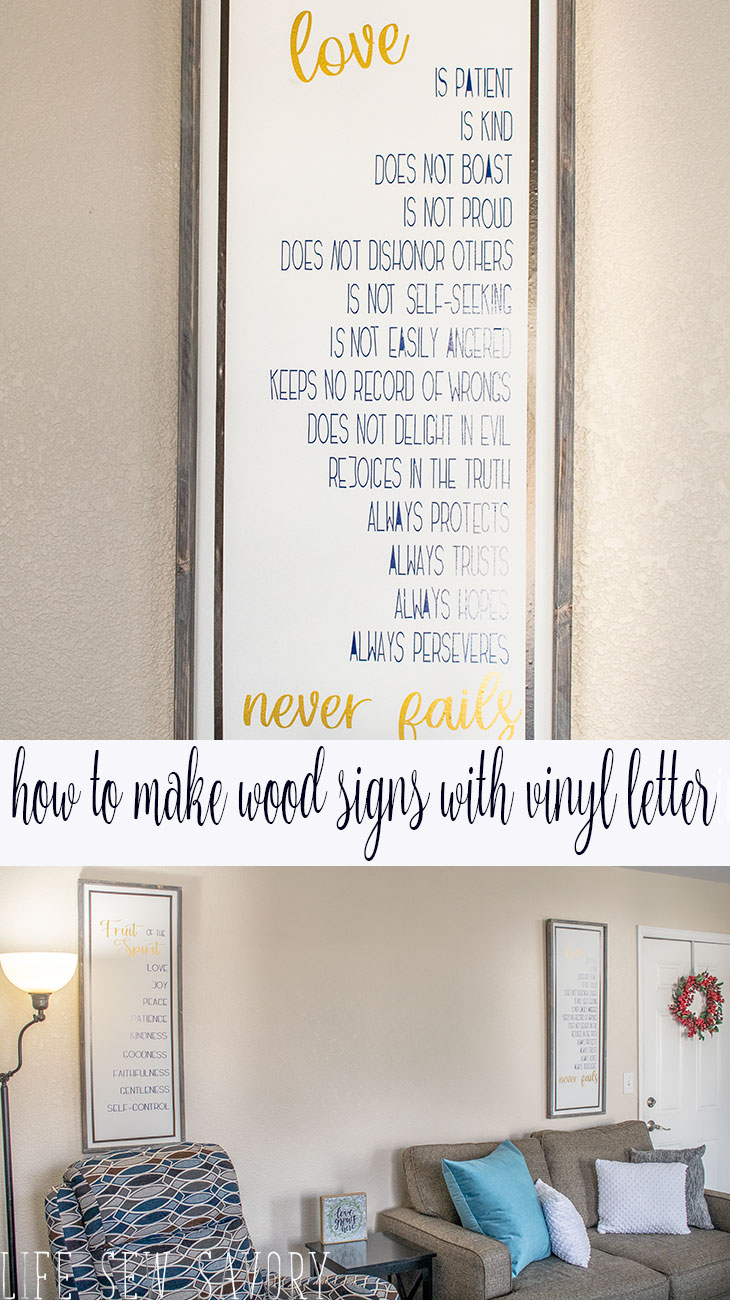 how to make wood signs with vinyl lettering tutorial from Life Sew Savory