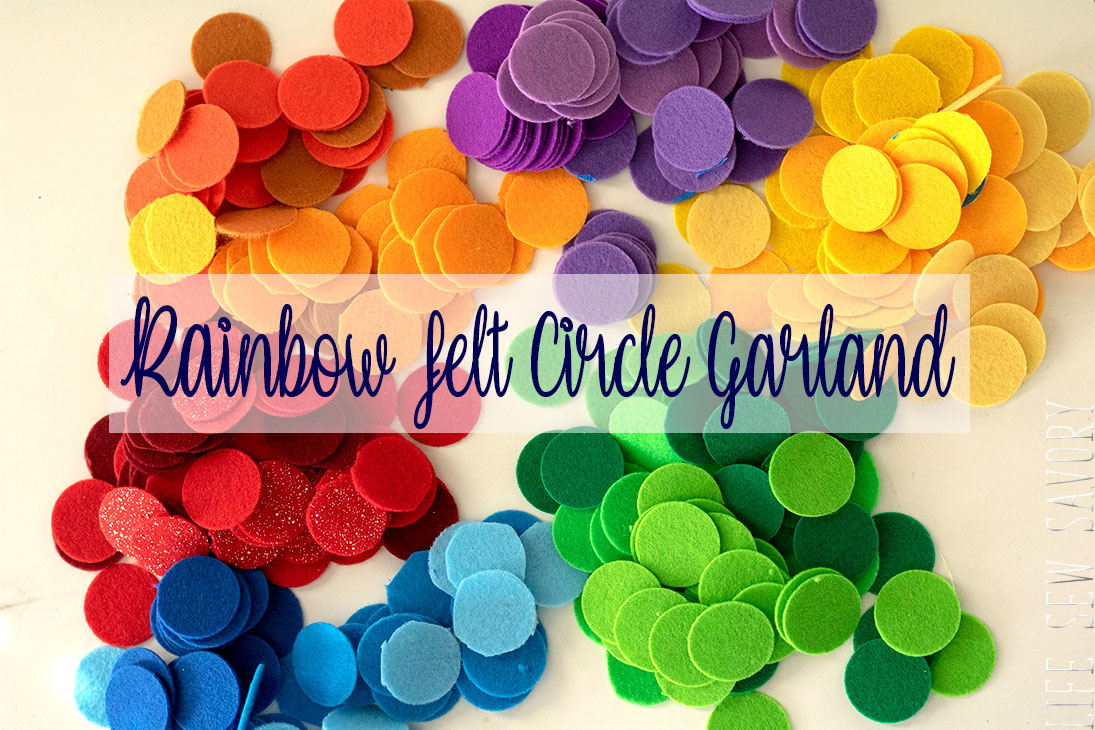 rainbow felt circle garland tutorial