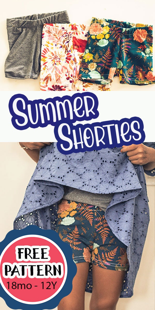learn how to make short leggings to wear under dresses or just as shorts. Easy free sewing pattern for summer short leggings. 