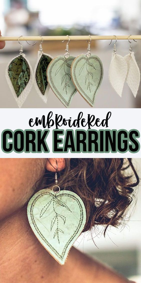 learn how to make beautiful embroidered cork earrings. Hand or machine embroider for a gorgeous result.